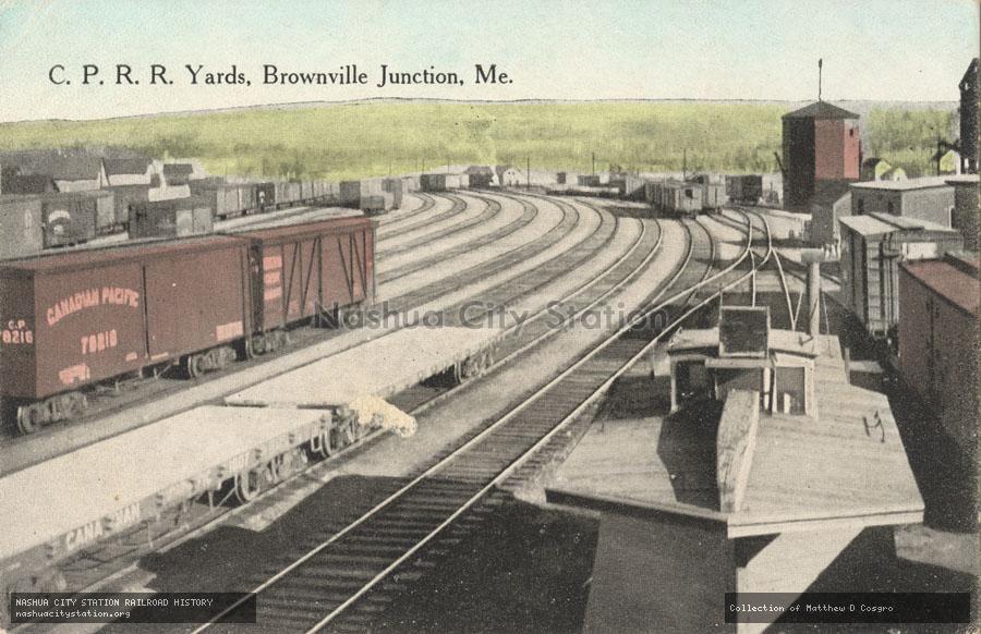 Postcard: Canadian Pacific Railroad Yards, Brownville Junction, Maine